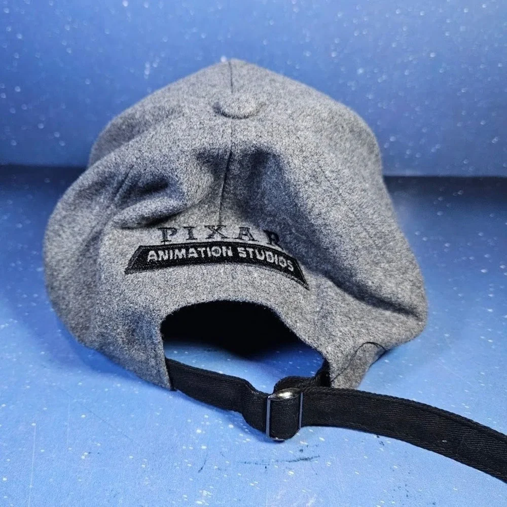 Disney Pixar Animation Studios Hat Mens OS Grey Black Leather Patch Luxo Lamp